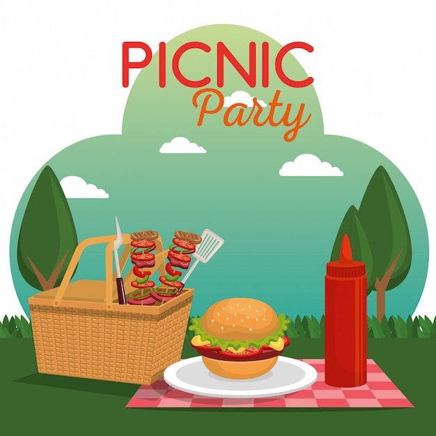 Picnic party celebration scene