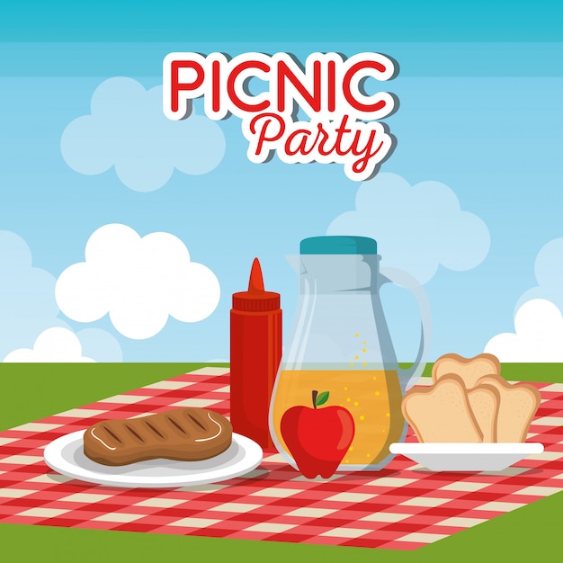 Free vector picnic party celebration scene