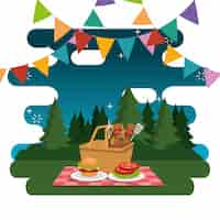 Free vector picnic party celebration scene