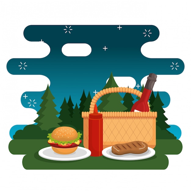 Free vector picnic party celebration scene