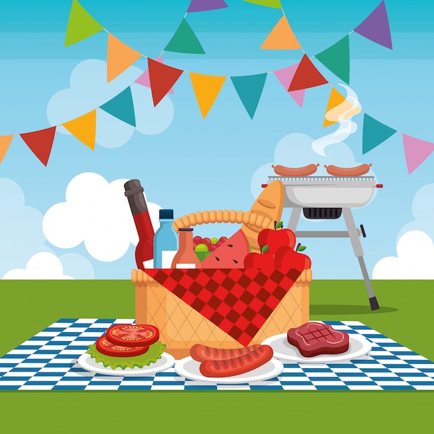 сцена празднования пикника