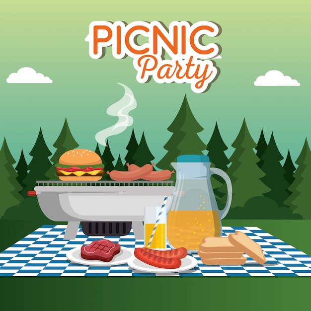 Free vector picnic party celebration scene