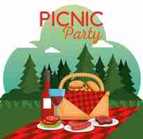 Free vector picnic party celebration scene