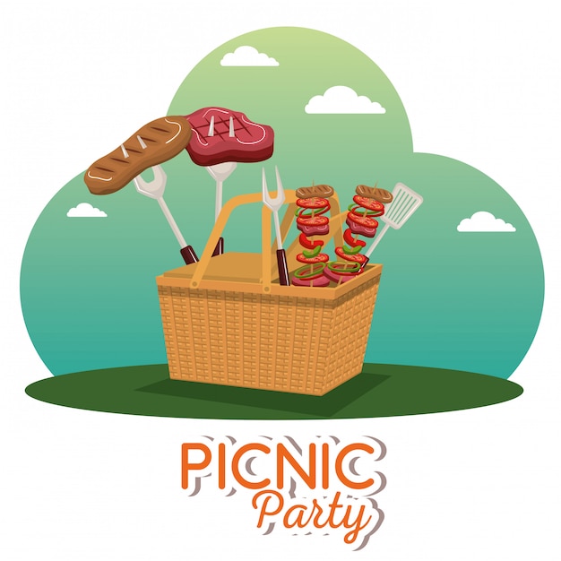 Бесплатное векторное изображение Сцена празднования пикника