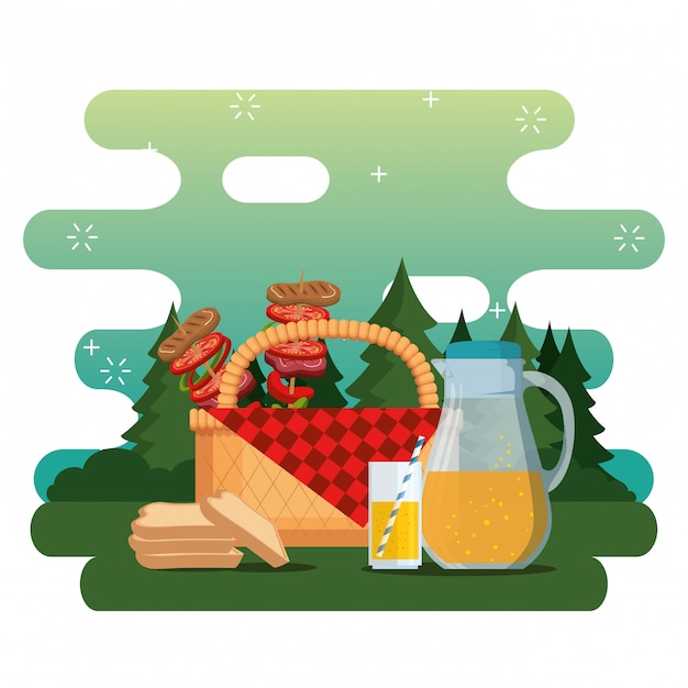 Free vector picnic party celebration scene