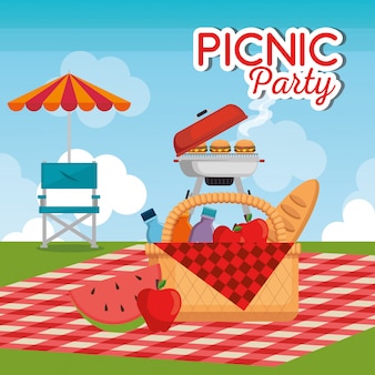 Scena di celebrazione della festa picnic