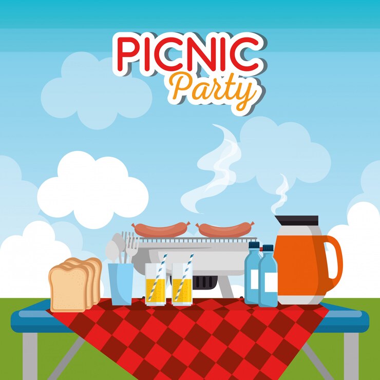 Free Vector picnic party celebration scene