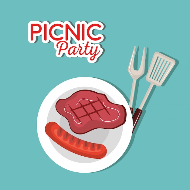 Free vector picnic party invitation set icons