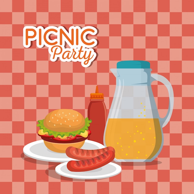 Free vector picnic party invitation set icons