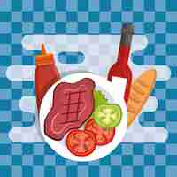 Бесплатное векторное изображение Набор иконок для приглашения на пикник