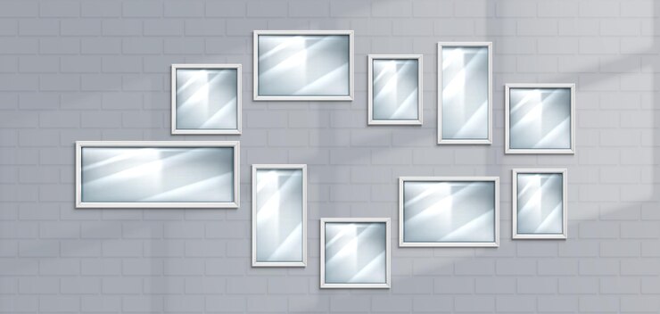 Free Vector picture frames on white brick wall