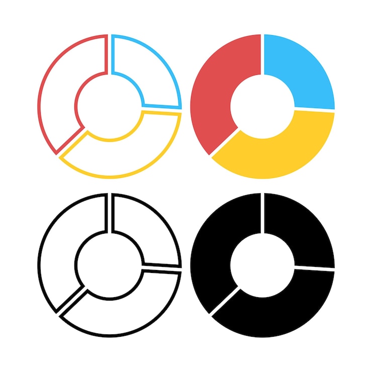 Free Vector pie chart multiple styles set