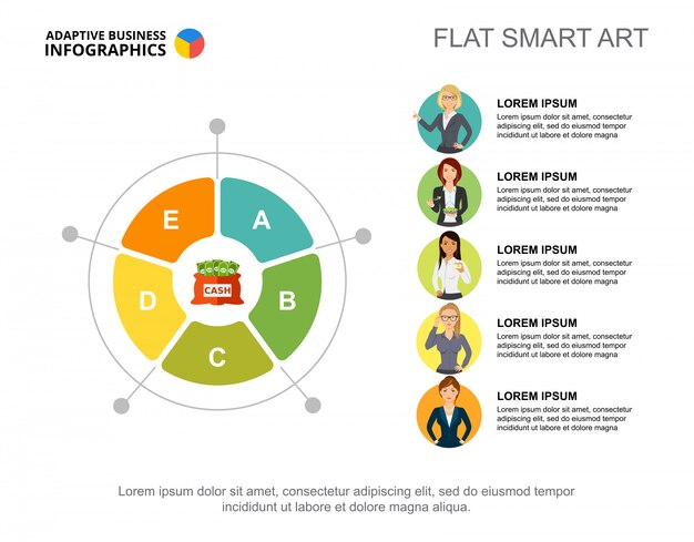 Pie chart slide template. Business data. Graph, chart