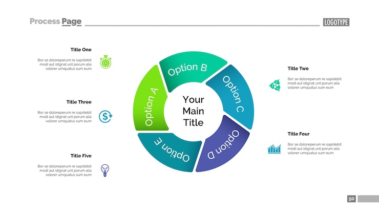 Free Vector pie chart with five elements template