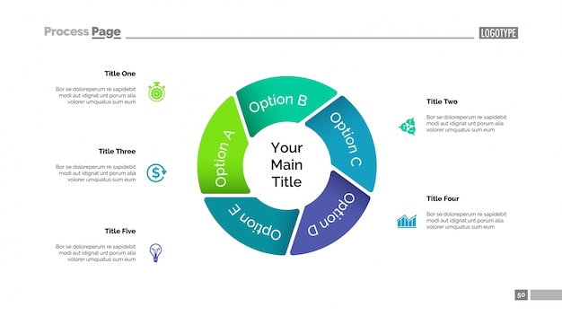 Pie Chart with Five Elements Template