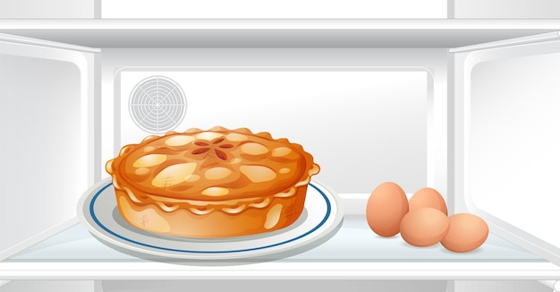 Free vector pie and eggs in refrigerator