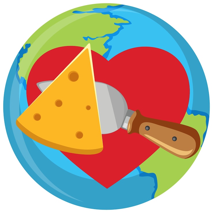 Free Vector a piece of cheese on earth isolated