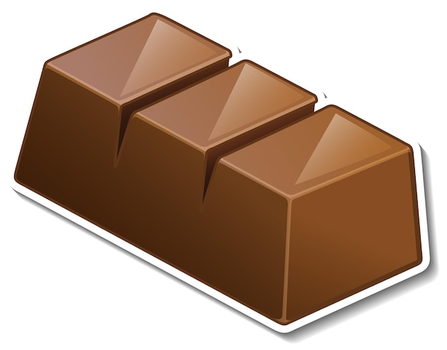 A piece of chocolate bar sticker isolated on white background