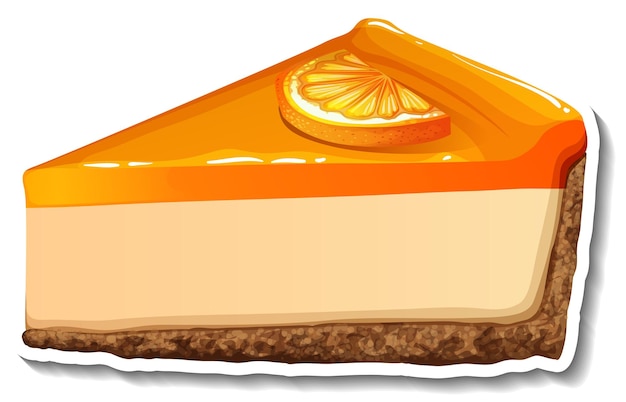 Un pezzo di cheesecake all'arancia in stile cartone animato