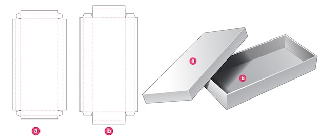  piece rigid long box die cut template design