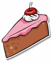 Free vector a piece of strawberry cake with cherry on the top