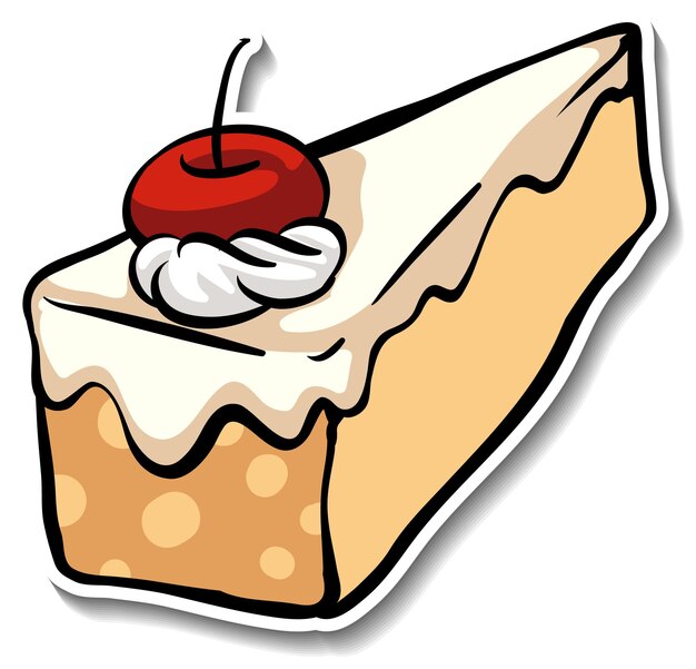 Free vector a piece of vanilla cake with cherry on the top
