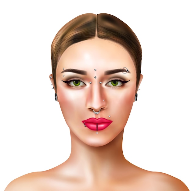 Piercing face illustration