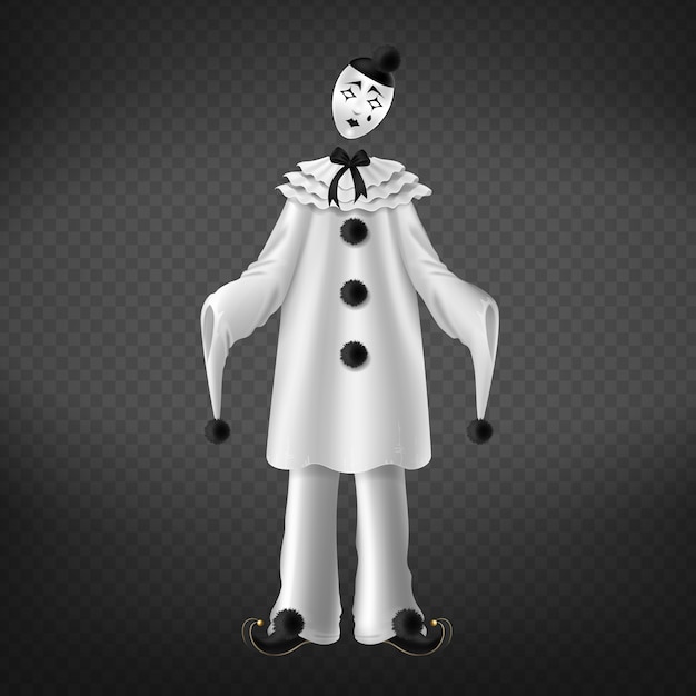 Free vector pierrot isolated on transparent background.