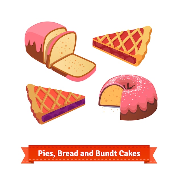 Free vector pies, bread and bundt cake