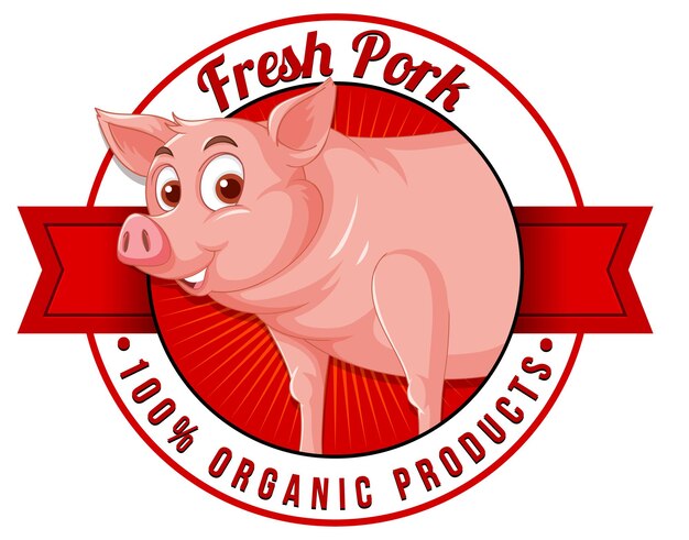 pig cartoon character logo for pork products