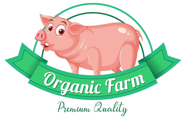 Free vector pig cartoon character logo for pork products