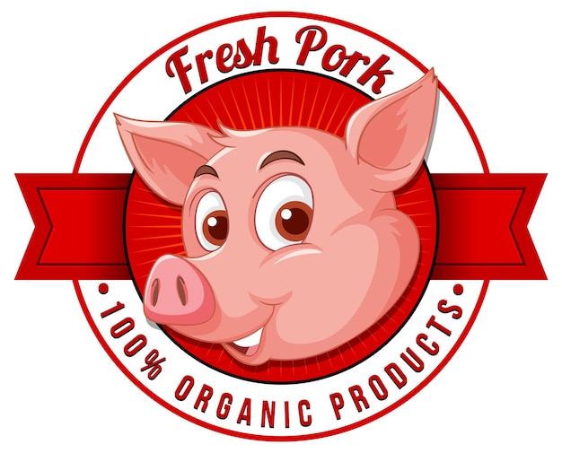 Free vector pig cartoon character logo for pork products