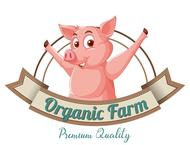 Free vector pig cartoon character logo for pork products