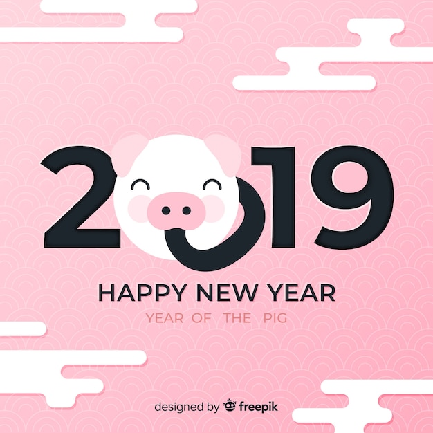 Free vector pig face chinese new year background