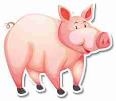 Free vector pig farm animal cartoon sticker