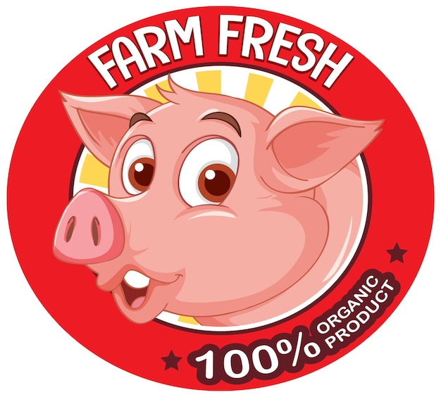 Vettore gratuito logo fresco dell'allevamento di maiali per prodotti a base di carne di maiale