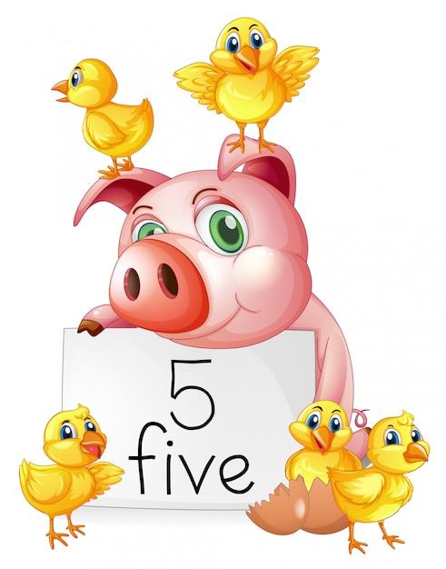 豚と5つの小さな雛