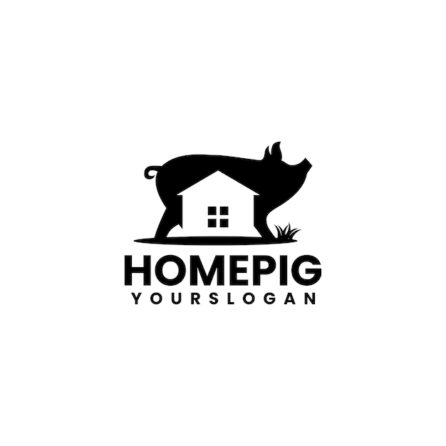 Pig home logo design template