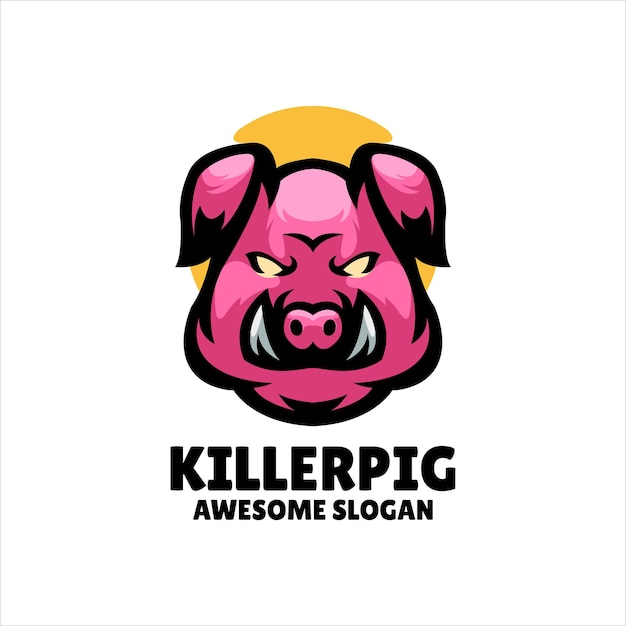豚のマスコットイラストロゴデザイン
