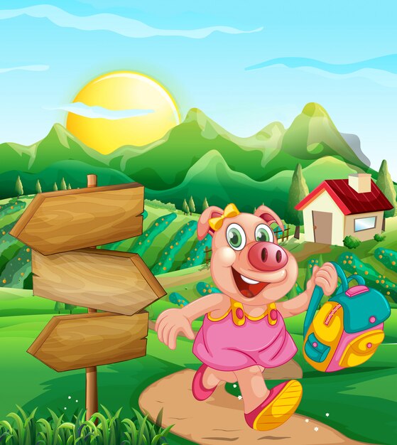 Pig at rural house