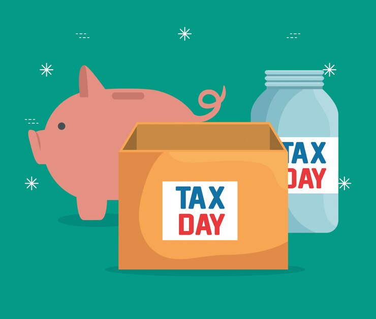 Free Vector pig safe money with box and jar