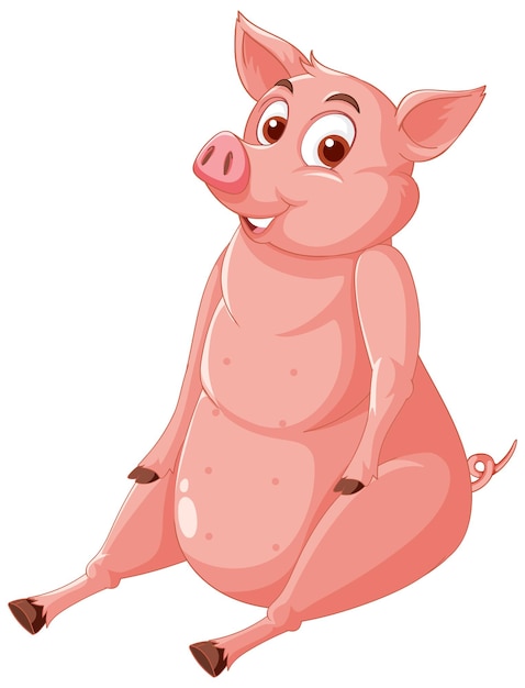 Free vector a pig sitting cartoon character