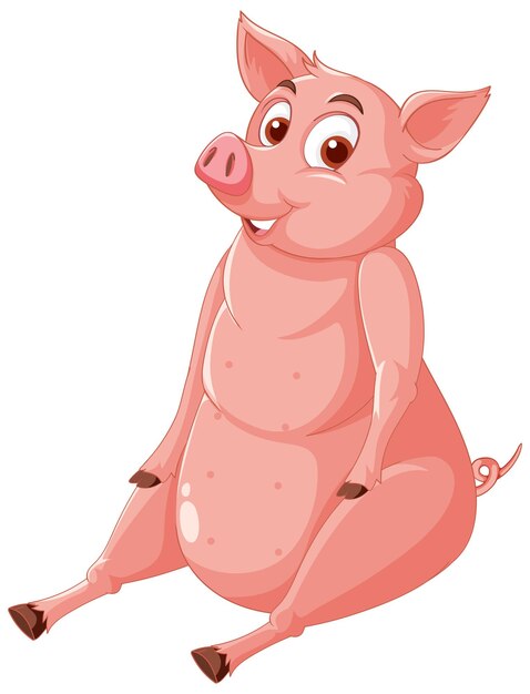 앉아있는 돼지 만화 캐릭터