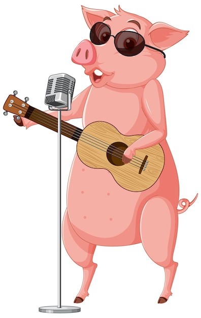 Free vector a pig standing on two legs and singing