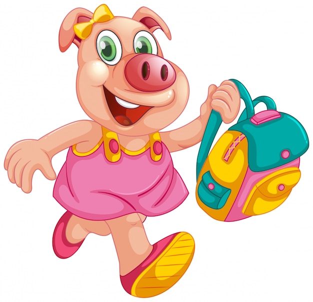 A pig student character