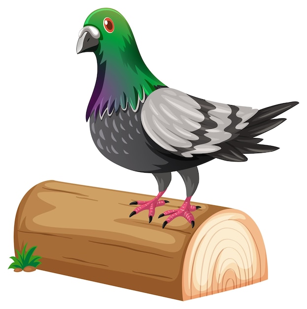 Vettore gratuito un piccione in piedi su un tronco
