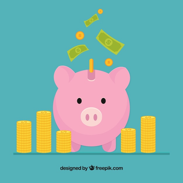 Free vector piggy bank background of business