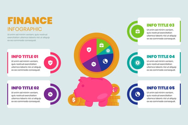 Piggy bank finance infographic template