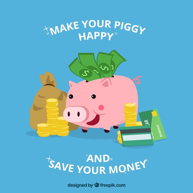 Piggy bank piggy bank background with coins