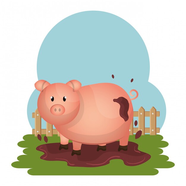 pigs in the farm scene